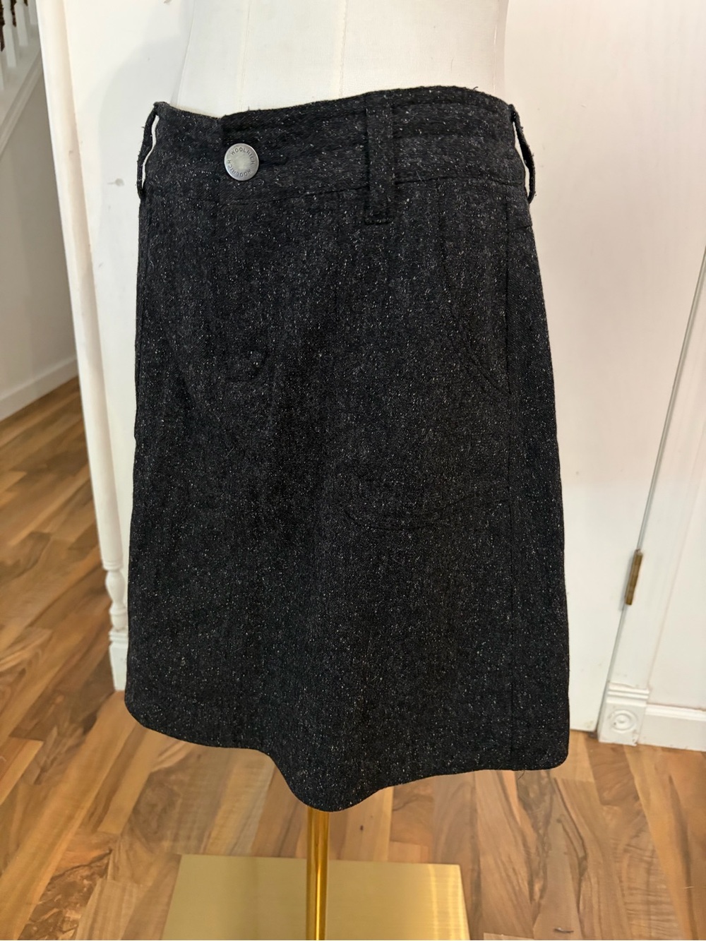 Woolrich Black Tweed Mini Skirt